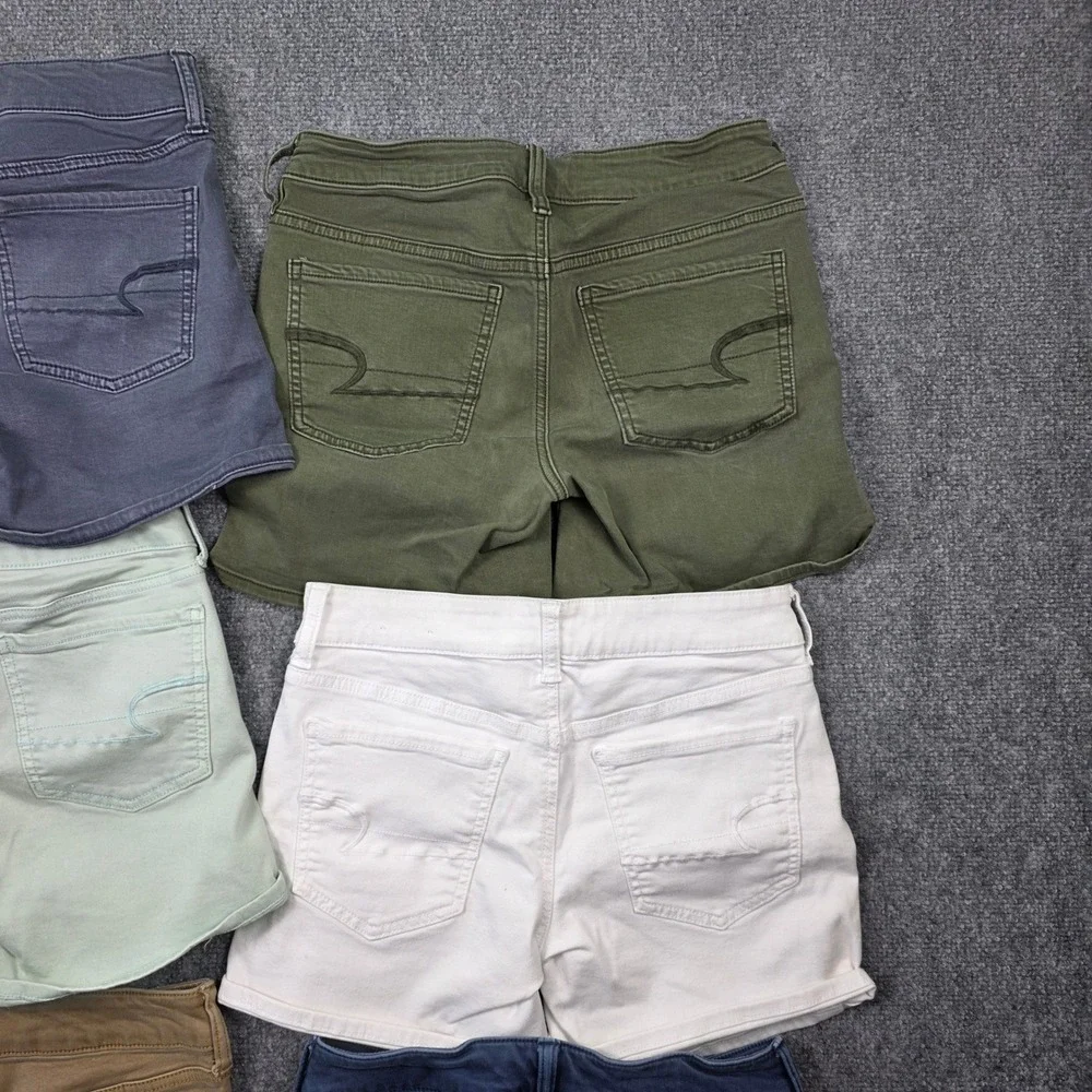 American Eagle Super Stretch Shorts Womens 4 Multicolor Bundle 6pk Mid Rise Mini